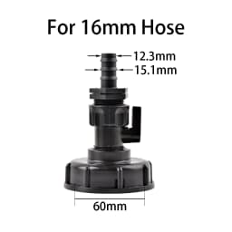 S60 Coarse Thread IBC Tank Tap Elbow PE Pipe Connector X 16mm 1/2'' 3/4'' Water Coupling Garden Hose Faucet Connector