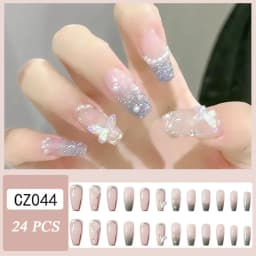 24pcs Press on Nails False Nail Butterfly Resin Ballerina Nails Artificial Nail Tips Manicure Tool Nail Tips Wearable Fake Nails