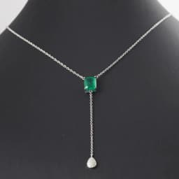 FFGems Created Emerald Pendant Necklace Green Gemstone Fine Jewelry For Women Lady Engagement Wedding Party Gift With Box