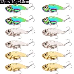12pcs Fishing Lures Spoon For Pike 3g 7g 10g 15g 20g Treble Hook Spoon Wobble Metal Hard Bait Vib Spoonbait Fishing Tackle Lure