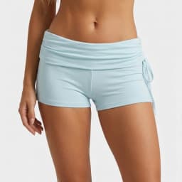 Women High Waist Fold Over Shorts Side Drawstring Ruched Skinny Booty Biker Shorts Casual Y2K Workout Streetwear Bottoms