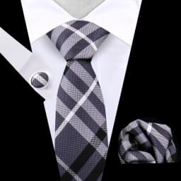 Business Tie For Men Set Necktie Cufflink Classic Handkerchief Suit For Wedding High Quality Stripe Tie Set Formal Gravata Gift