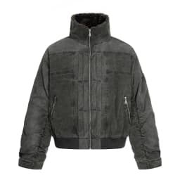 PFNW American Retro Washed Padded Jacket Men's Loose Long Sleeve Faux Fur Collar Zipper Winter Streetwear Coat Tide 12E1091