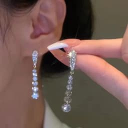 Trend Simulation Pearl Long Earrings Female Moon Star Flower Rhinestone Wedding Pendant Fashion Korean Jewelry Wholesale