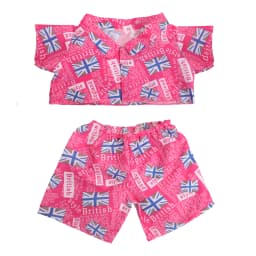 42cm Plush Bear Clothes Cartoon Print Shirt & Shorts Set, Casual Summer Outfit for 16-18 Inch Teddy Bear & Plush Dolls Toy Gift