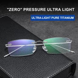 VICKY New Ultra-light Titanium Reading Eyeglass Frames Men Fashion Simple Rimless Myopia Glasses Customized Prescription Glasses