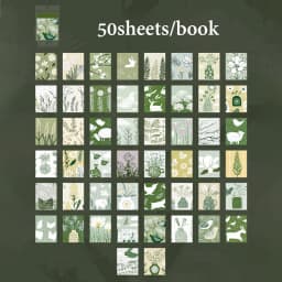 Mr.Paper 50 Sheets/Book Four Seasons in Bloom Series Material Sticker Book Vintage Landscape Design DIY Journal Scrapbook Decor
