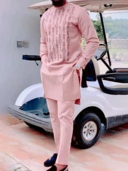 Men's Chic Casual White Geometric Print Two-Piece Suit