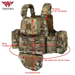 YAKEDA Five piece equipment bag training vest, detachable and expandable, waterproof, wear-resistant and tear resistant