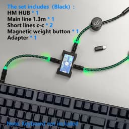 15cm/130cm C-C/USB-C Single Crystal Copper Keyboard Cable Supports 8K Magnetic Controllable Lights for HM Hub Computer Keyboard