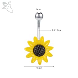ZS 1 PC Cute Shell Pendant Belly Button Ring Moonstone Drop Belly Rings 14G Stainless Steel Summer Flower Navel Piercing Jewelry