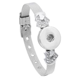 Wholesale 18mm Snap Bracelets High Quality Metal Silver Color Snap Button Bracelet Bangle Adjustable Chain Bracelets