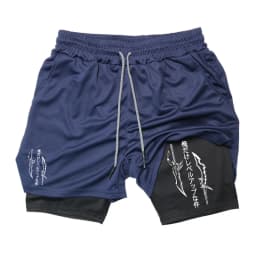 Solo Leveling Print 2in1 Running Workout Shorts for Men Gym Performance Compression Shorts with Phone Loop Athletic Activewear