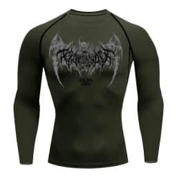 Skull Wings Print Long Sleeve Compression Shirts for Men Gym Workout Running Baselayer Undershirts Spring Fall Athletic Tops