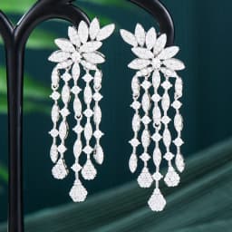 GODKI 2026 Luxury Trendy Link Chain Long Drop Earrings Cubic Zircon Earrings For Women Drop Earrings Brincos Fashion Jewelry