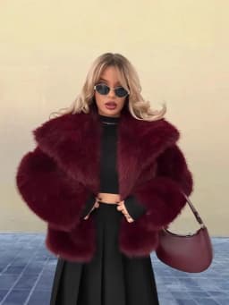 Retro Long Sleeved Fur Jacket for Women Solid Color Lapel Faux Fur Cardigan Tops Fashion Ccasual Thickened Warm Overcoat