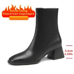 Women Ankle Boots Luxury Genuine Leather High Heels Zipper Black Chelsea Short Boot 2026 Elegant Female Booties Designer Shoe 42