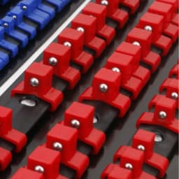 ABS Socket Organizer 1/2 inch 3/8 inch and 1/4 Clip Drive Socket Rail Holders Heavy Duty Socket Racks with Red Blue Black Clips