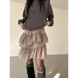 Spring 2026 New Design Dongda Gate Elastic Waist Tulle Skirt Layered Ruffle Hemline Polyester Fiber Court Style Cake Skirt