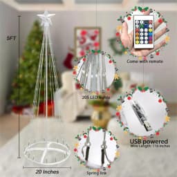 1.5M 2.1M Smart Lighted RGB Christmas Tree Cone Tree with Star Topper Outdoor DIY APP Controlled Lighted Christmas Tree Light