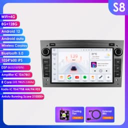 8G 128G Android 12 Car Radio For Opel Astra H J 2004 Vectra Vauxhall Antara Zafira Corsa C D Vivaro Meriva 4G Carplay GPS Player