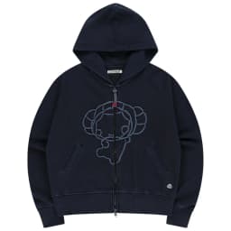 Unique SEI Cartoon Sle Zipper Hoodie Jaet Knitted Patchwork Color Blo Skirt Women's Loose Fit Long Sve Coat
