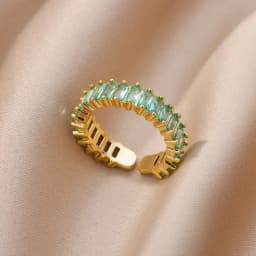 Cubic Zirconic Rectangle Open Rings For Women Men Gold Color Wedding Engaement Ring Luxury Brand Design Jewelry Christmas Gifts
