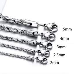 1 Piece Silver Color Width 2mm/3mm/4mm/5mm Rope Chain Necklace for Men Women Stainless Steel Twisted Singapore Layering Collier