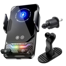 15W Universal Car Phone Wireless Charger Holder Auto-sensing RGB Light Mount for Samsung S26 Iphone 17 16 15 14 13 12 11 Pro Max