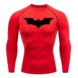 Bat Print Long Sleeve Compression Shirts for Men Gym Workout Running Tees Athletic Quick Dry Tshirts Tops Rash Guard Baselayers