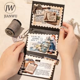 JIANWU Vintage Weave Label Relief Landscape Material Collage Scrapbooking Sticker Creative DIY Journal Stationery