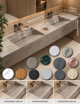 Any Size Custom Luxury Natural Stone Bathroom Vanity Set Integrated Sink Single Double Sink Stain Resistant Waterproof Durable H