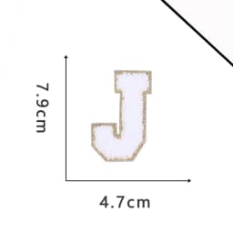 A-Z White Chenille Letter Patches Towel Sequins Clothing Patch Clothes Sew on Applique DIY Garment Hat Decor