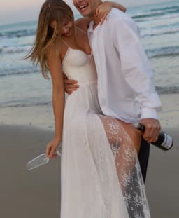 Customized Beach Wedding Dress 2026 Lace High Slit Elegant Bridal Gown Women Spaghetti Strap Boho Bride Dress Simple Party Dress