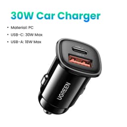 【NEW-IN】UGREEN USB Car Charger 30W Quick Charge 4.0 QC4.0 QC3.0 PD Type C Fast Car USB Charger For iPhone 17 Xiaomi Mobile Phone
