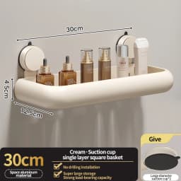 Suction Cup Bathroom Towel Rack Space Aluminum Wall-Mounted Minimalist Multi-Functional Storage Shelf No Drilling Required