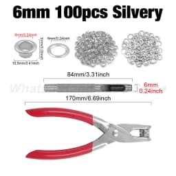 4mm/6mm/12mm Eyelet Grommet Install Plier With 100 Sets Eyelet Metal Hole Ring For DIY Leatherthercraft Bags Belts Shoes Clothes