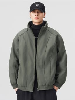 DUKEEN Men's Winter Padded Bomber Jacket Stand Collar Windproof Casual Coat Loose Fit Warm Streetwear Jacket