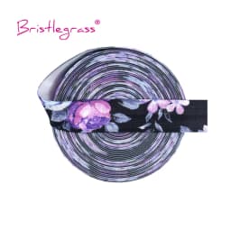 BRISTLEGRASS 2 Yard 5/8" 15mm Fox Dog Cat Rose Flower Floral Print FOE Fold Over Elastic Spandex Band Hair Tie Dress Sewing Trim