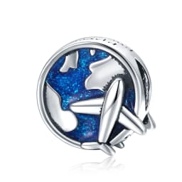 Bamoer 925 Sterling Silver Universe Series Star & Moon Beads Blue Planet Pendant Charms for Women Bracelet DIY Fine Jewelry Gift