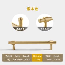 Pure Copper French Gold Wardrobe Handle Solid  Brass Cabinet Door Handle American Cabinet Door Drawer Gold Handle Brass