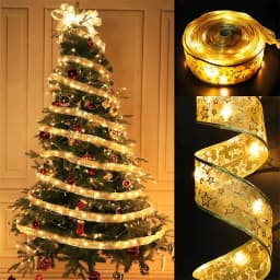 2-10m Christmas Ribbon Fairy Light String Merry Christmas Decorations For Home Xmas Holiday Navidad Gifts New Year