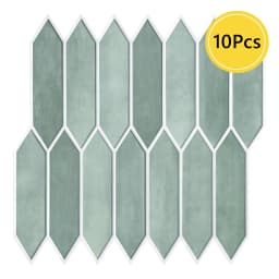 1/10pcs 3D Tile Sticker, Self-adhesive 3D Green Tile Backsplash for Kitchen and Bathroom, Waterproof Mold Resistant, 30x30cm