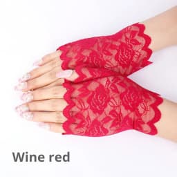 Sexy Lace Short Fingerless Gloves Summer Women's Thin Lace Half Finger Sunscreen Driving Gloves