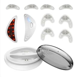 Red Light Under Eye Massager with Patches Portable Microcurrent Eye Skin Care Beauty Device for Eye Bags Dark Circles Puffiness