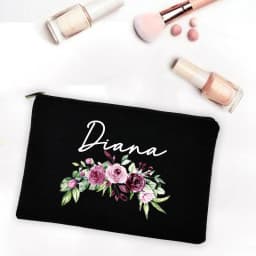 Bridesmaid Teacher Mother Gift Personalized Custom Name DIY Wedding Party Canvas Makeup Case Cosmetic Bags Zipper Toiletry Pouch