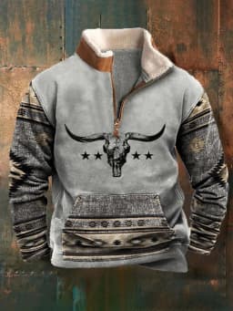Spring Autumn New Men Wool Collar Half-zipper Hoodies Sweatshirts Print Casual European American Trend Jacket Long-sleeved Tops