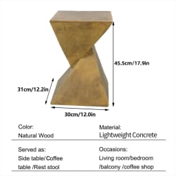 Modern White Lightweight Concrete Side Table Accent End Table for Living Room Bedroom Sofa