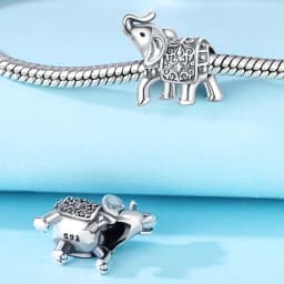 CYMYSS 925 Sterling Silver Charm Cute Animals Bead Elephant Pendant Fit Bracelets Necklace DIY Jewelry Making Party Gift