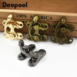 1-5Pcs 45X37mm Box Toggle Latch Hasp Metal Lock Decor Hasps Hook Clasp Curved Buckle For Jewelry Chest DIY Hardware Accessories